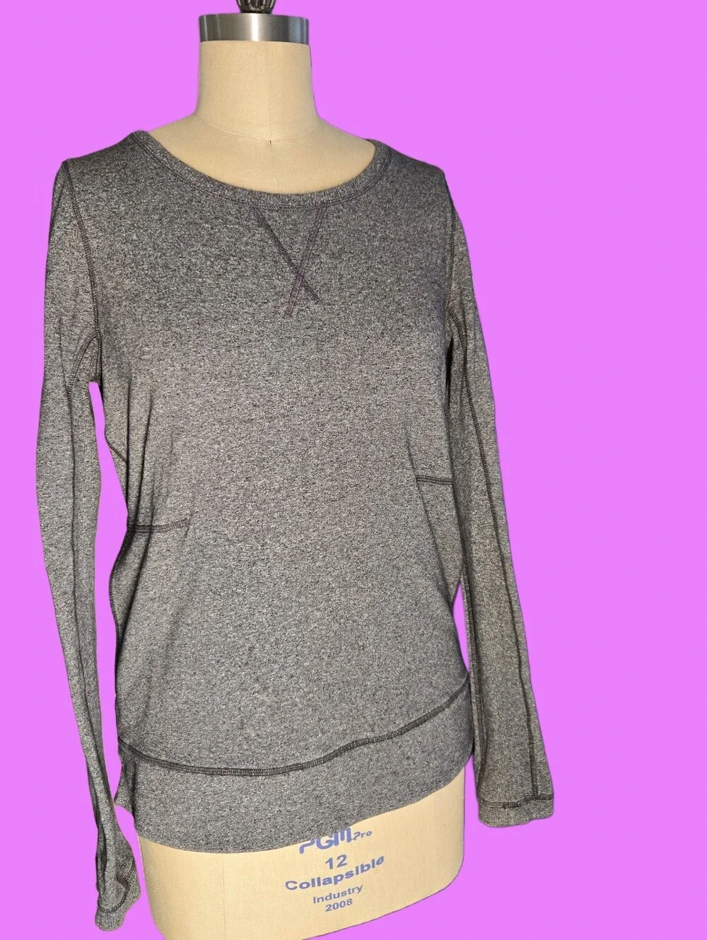LULULEMON Exhalation Pullover II Size 8 Heathered Speckled Black